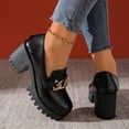 thumbnail image 4 of Xfvqtps Womens Loafer Heels Round Toe Chunky Heel Slip on Casual Comfort Shoes Vintage Office Work Fashion Pumps Shoes, 4 of 9