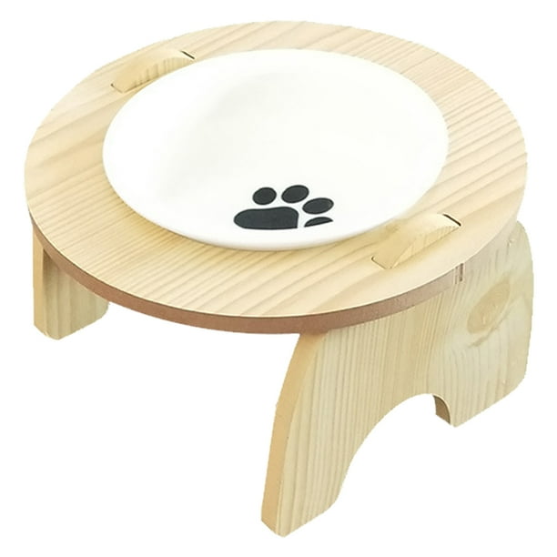 Cuenco de comida para animales con soporte, cachorro que alimenta el acero inoxidable y agua determinados de madera antideslizantes de 2 piezas