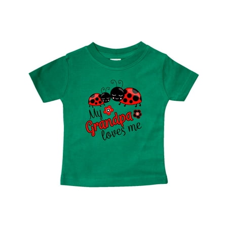 

Inktastic My Grandpa Loves Me with Cute Ladybugs Gift Baby Boy or Baby Girl T-Shirt
