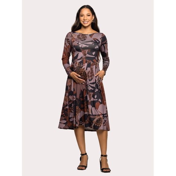 Maternity Floral Fit N Flare Pocket Midi Dress