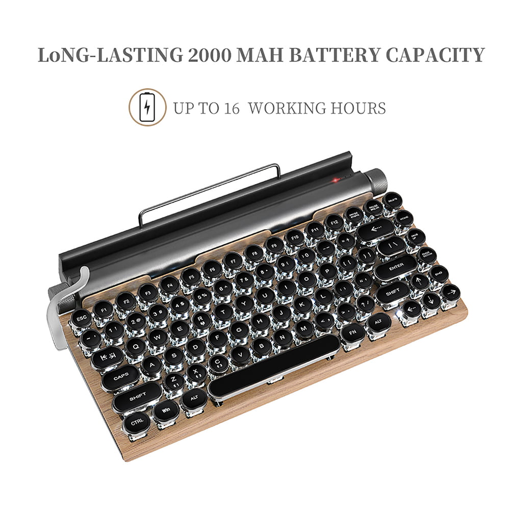 iOS and Android Devices Durable Dot Retro Keyboard Punk Keycap Bluetooth Wireless& USB Wired Gaming Keyboard for WIN10 MacOS DSVF Retro Typewriter Mechanical Keyboard 