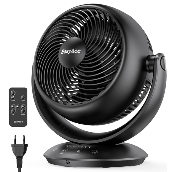 EasyAcc Air Circulator Desk Fan,11-Inch Quiet 35dB Oscillating Fan with 90° Vertical & Horizontal Rotation,Remote Control, Ene