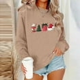 thumbnail image 3 of Christmas Sweatshirt Women Plus Size Novelty Graphic Pullover Sweater Tops Autumn Winter Long Sleeve Sweatshirt for Women Loose Casual Crewneck Top Stylish Clothes 01-Khaki XL, 3 of 4