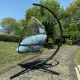 thumbnail image 4 of SEGMART Outdoor Egg Chair, Swing Hanging Egg Chair with Stand, Wicker Swing Chair w/ Seat and Back Cushion, All-Weather UV Rattan Lounge Chair for Patio, Deck, Yard, Garden, 250lbs, Beige, SS1883, 4 of 8