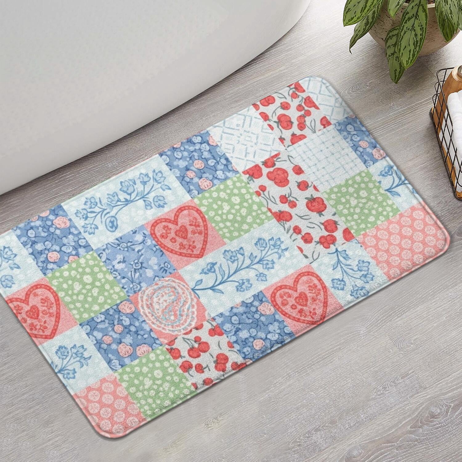 Pioneer Flower Floral Print Pattern Bathroom Rugs Mat, Non Slip Microfiber Bathroom Rug with Rubber Backing, Soft Mats for Bathroom Floor Tub Shower, 17"x30"