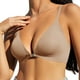 thumbnail image 3 of Gibobby Brasier con Cierre Frontal Sujetador ajustable con hebilla delantera plegable para mujer, cómodo, sin rastro, grande, sexy, delgado y pequeño(Caqui,Chico), 3 of 4