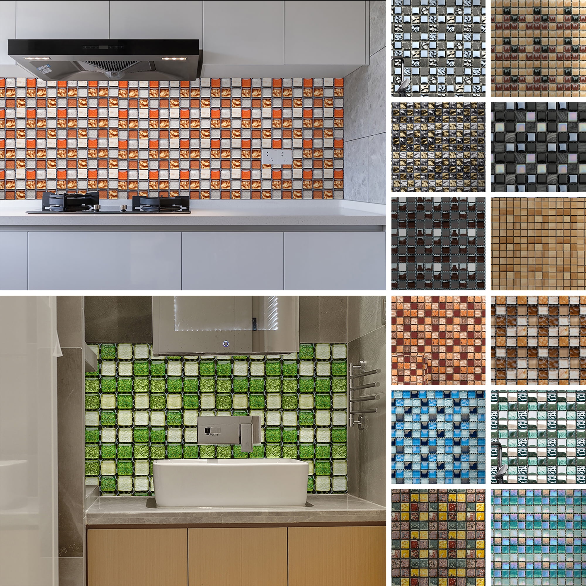 Goory 4x4 Inch Mosaic Backsplash Tiles Peel & Stick Kitchen Tiles