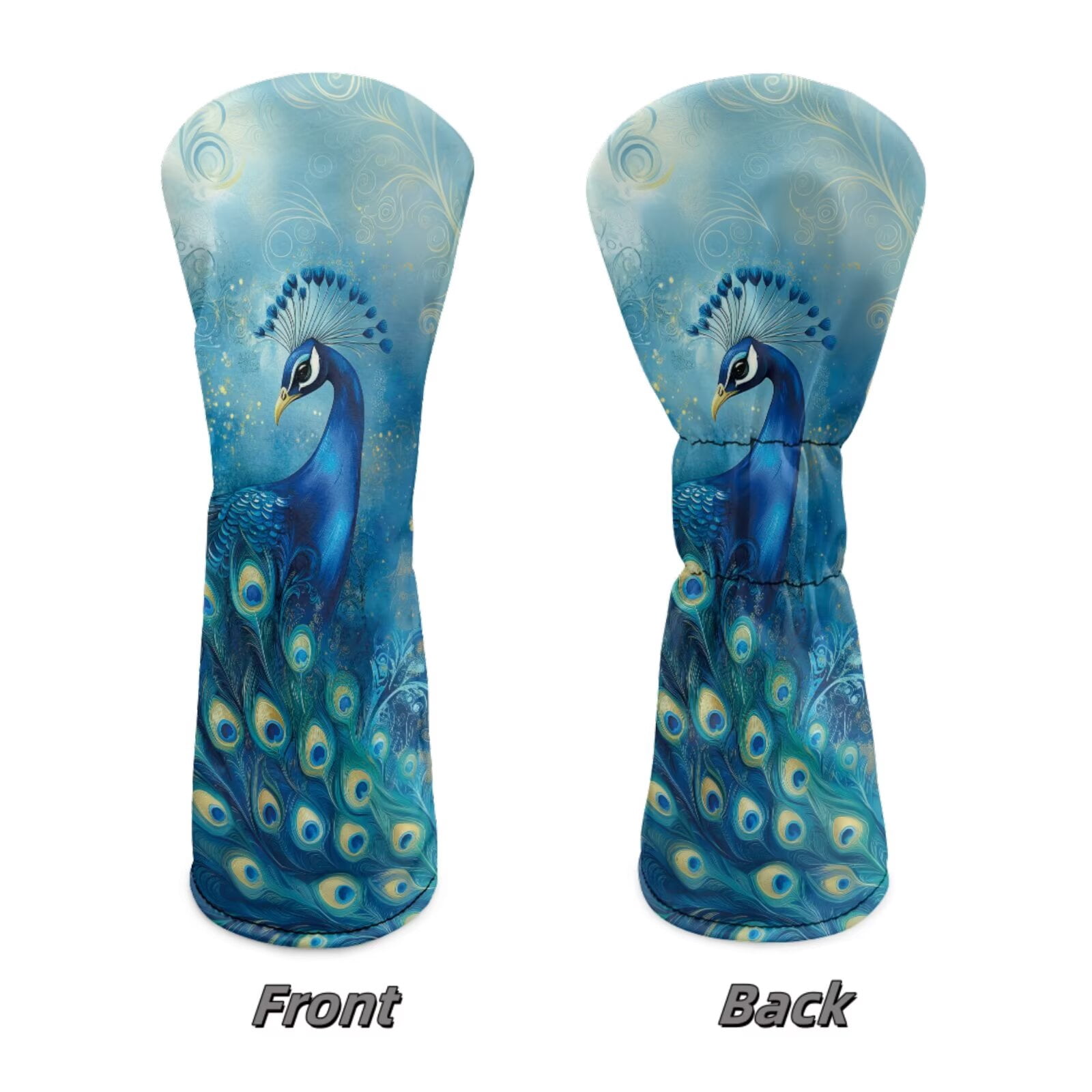 Uorisanigo Golf Club Covers Set of 3 Driver Headcover and Fairway Wood Head Covers Hybrid Headcovers, Blue Paisley Peacock Accessories Premium PU Leather Golf Head Cover
