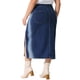 thumbnail image 3 of Falda de mezclilla de mujer plus size Agnes Orinda, de cintura alta, con abertura lateral, botones y bolsillo, talla 4X, azul oscuro, 3 of 6