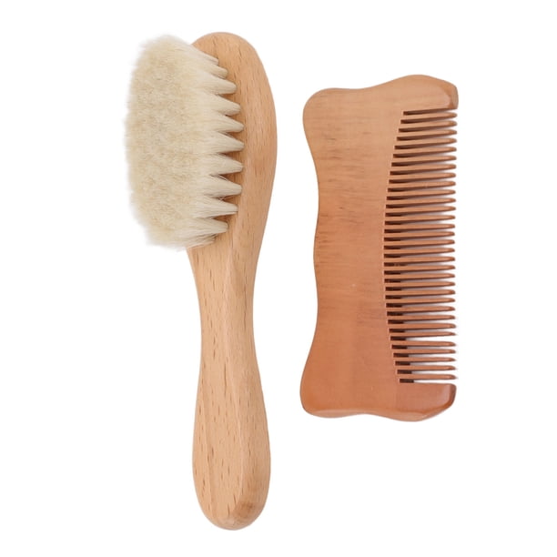 Peine de Lana Natural Para Bebés Recién Nacidos, Hermoso Cepillo para El Cabello de Madera de Madera y Peine para la Piel para la Casa