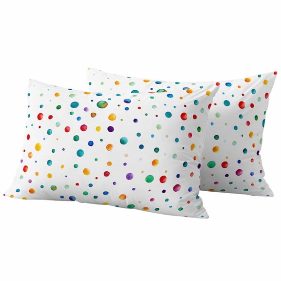 Colorful Polka Dot Outdoor Pillow Covers, Waterproof Decorative Throw Pillowcases Set of 2, Rainbow Point Vibrant Couch Cushion Cases with Zipper for Outside Patio Garden Sofa 20"x12"