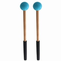 Percussion Mallets Stick with Rubber Head and Handle for Xylophone,Glockenspiel Percussion Instrument Accessories Blue,1 pair * Drum Mallets,Black & Wood & Blue