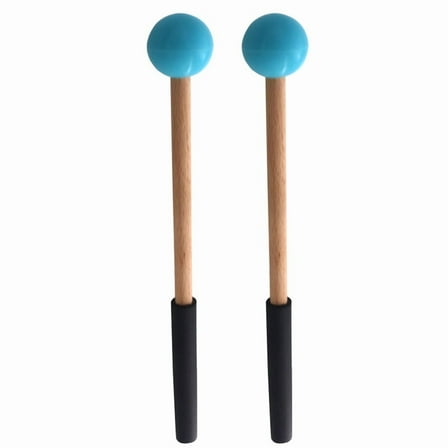 Percussion Mallets Stick with Rubber Head and Handle for Xylophone,Glockenspiel Percussion Instrument Accessories Blue,1 pair * Drum Mallets,Black & Wood & Blue