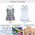 thumbnail image 4 of RELLECIGA Women's V Neckline Tankini Top Bathing Suits Ruched Swimwear, 4 of 10