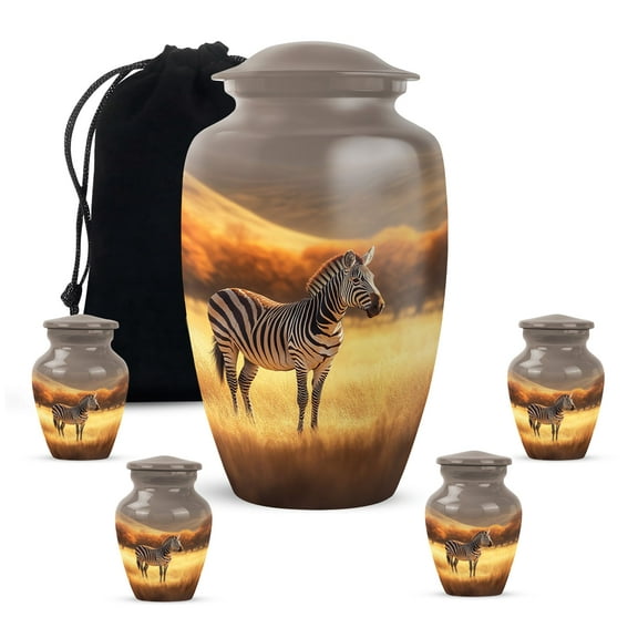KARYLIZ Zebra Cremation Urns For Human Ashes Adult Female, Cremation Ash Urn for Men & Women, Decorative & Keepsake Urns for Ashes, Memorial Gift for Father & Mother