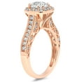 thumbnail image 5 of 2.7 ct Brilliant Round Cut Real Genuine Natural Diamond VS1-VS2 I-J 18K Rose Gold Halo Promise Wedding Statement Engagement Designer Ring W/ Crystal side stones size 6.5, 5 of 7