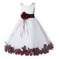 thumbnail image 2 of Ekidsbridal White Tulle Floral Rose Petals Formal Flower Girl Dress Holiday Wedding Junior Pageant Birthday Party Gown 007 14, 2 of 3