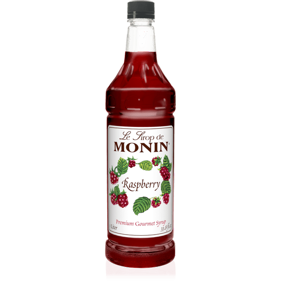 Monin Raspberry Premium Gourmet Syrup, 1 Liter Bottle