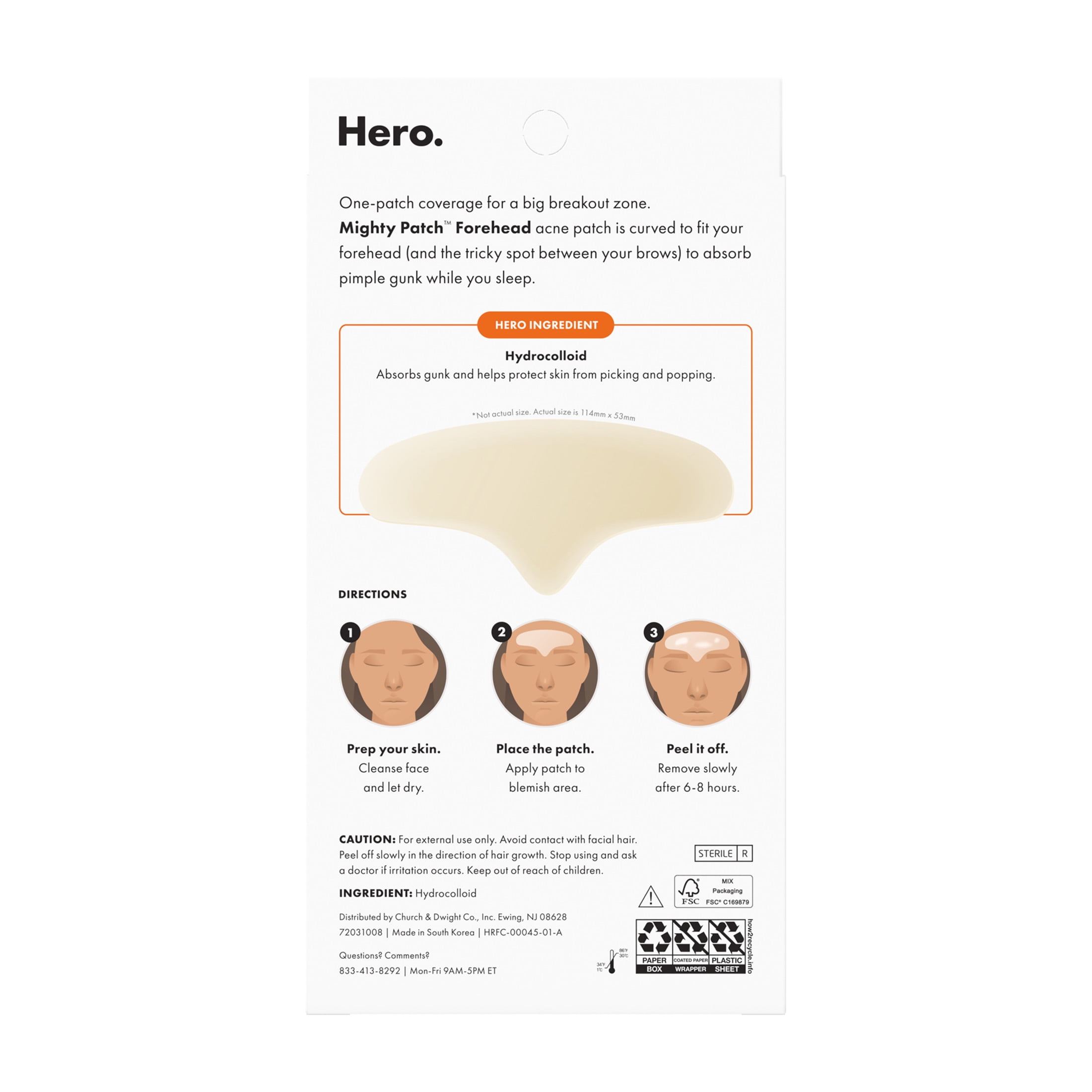 (2 pack) Hero Cosmetics Mighty Patch Forehead, 5ct