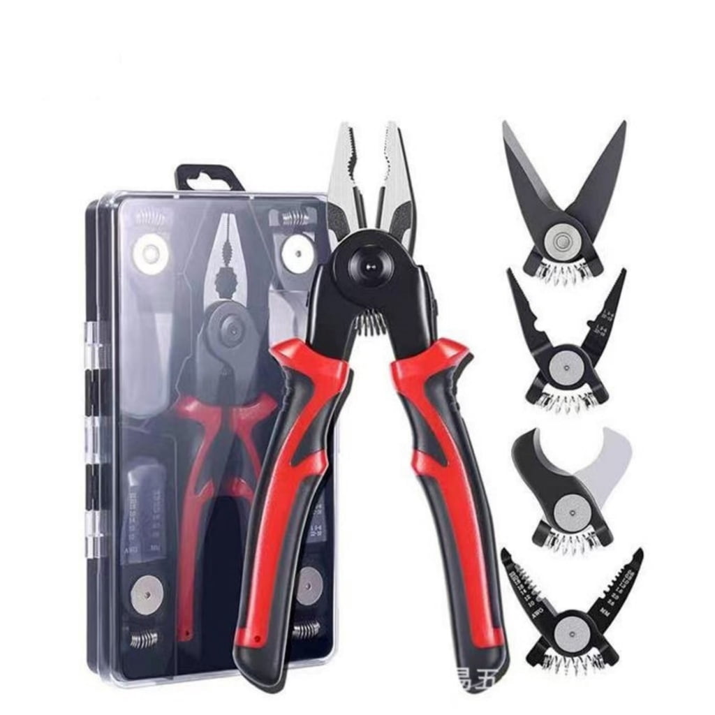 JZROCKER 5 in 1 Multifunctional Replaceable Electrician Pliers Wire Cutting Needle Nosed Pliers Plier Special Tool Electrician