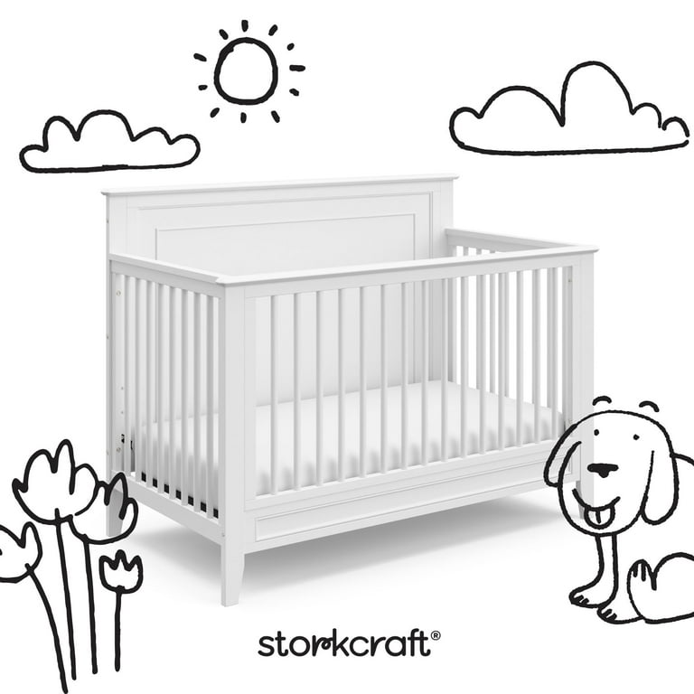 Storkcraft Solstice 5-in-1 Convertible Baby Crib, White - Main Image