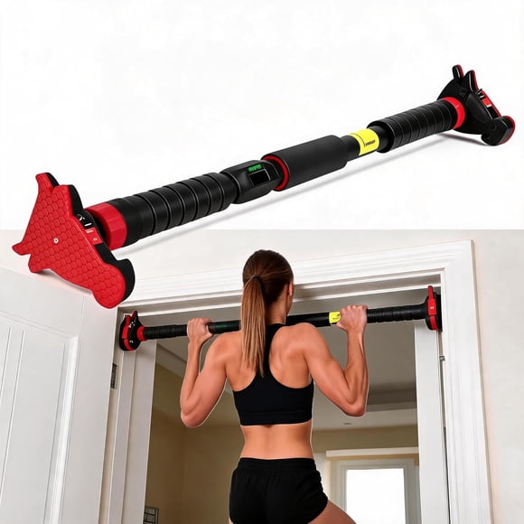 Pull Up Bar with Level Meter for Doorway, No-Screw Chin Up Bar, Adjustable Strength Training Pull-Up Bars, 440LB Capacity