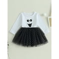 thumbnail image 2 of Wassery Kids Girls Halloween Dress Clothes 6M 1T 2T 3T 4T Children Girls Long Sleeve Face Print Tulle Dress Children Halloween Clothing Costume for Toddler Girls, 2 of 9