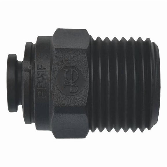 Push-Fit Adapter Fitting, 1/4 in Tube Size, Polypropylene, White, 10 PK