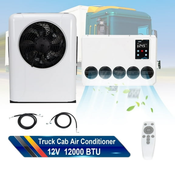 12V 12000 BTU Split RV Air Conditioner, Energy-Saving Cooling for Semi Trucks Buses Caravans with Remote Control