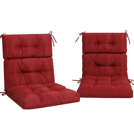 2 Pcs Set High Back Patio Chair Cushions, Tufted Rocking Chair Cushions, Adirondack Cushions for Garden Porch Home Office Chair Use,44'' x 22''x 4'', 2 Pack-Red