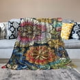 thumbnail image 2 of PIKWEEK Floral Throw Blanket, Vibrant Color Boho Flowers Blossom Cozy Decor Throws for Sofa Bed Couch Chair or Dorm, 2 of 6