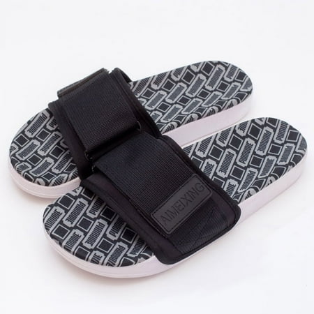 

Adjustable Large Velcro Straps Upper Slipper with Non-slip Rubber Sole for Men Women Unisex Beach Slippers for Indoor Outdoor