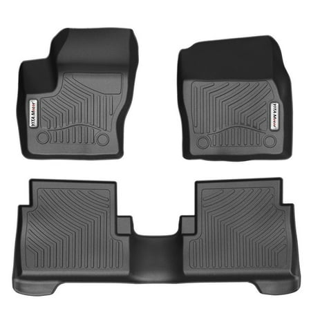 Car Floor Mats, Front and Rear 2 Rows Heavy Duty Rubber Floor liners Custom Fit Vehicle 2015-2018 Ford Escape/2013-2018 C-MAX, All Weather/Season Floor Protection,