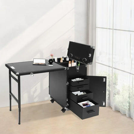 TFCFL Nail Desk Mobile Station Rolling Make Up Train Case Manicure Table Cosmetic Trolley Storage Organizer With Speaker