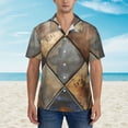 thumbnail image 2 of Fuzoiu Rustic Tile Pattern Print Hawaiian Shirt for Men, Summer Beach Casual Short Sleeve Button Down Shirts, Men’s Beach Summer Shirts with Pocket,X-Large, 2 of 7