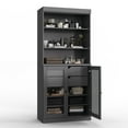 thumbnail image 5 of 100% Solid Wood 32" Bathroom Cabinet with Clear Glass Doors, 2-Drawers and Adjustable Shelves, 5 of 6