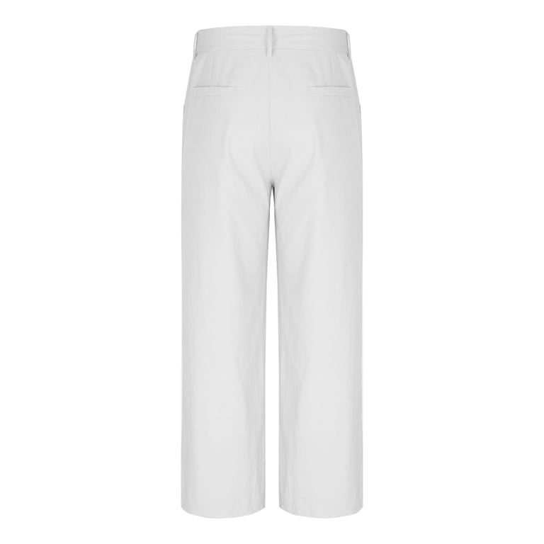 mens winter white dress pants CONCITOR LINEN Men's Dress Pants Trousers Flat Front Slacks Solid WHITE  Color