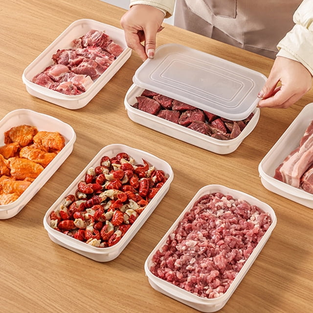 Usloyux Refrigerator Storage Containers, Food Preparation Boxes Kitchen Meat Fruit Vegetable Packaging, Sealed Lid Structure Stackable Storage Build, Plastic Fresh Keeping Containers for Fridge