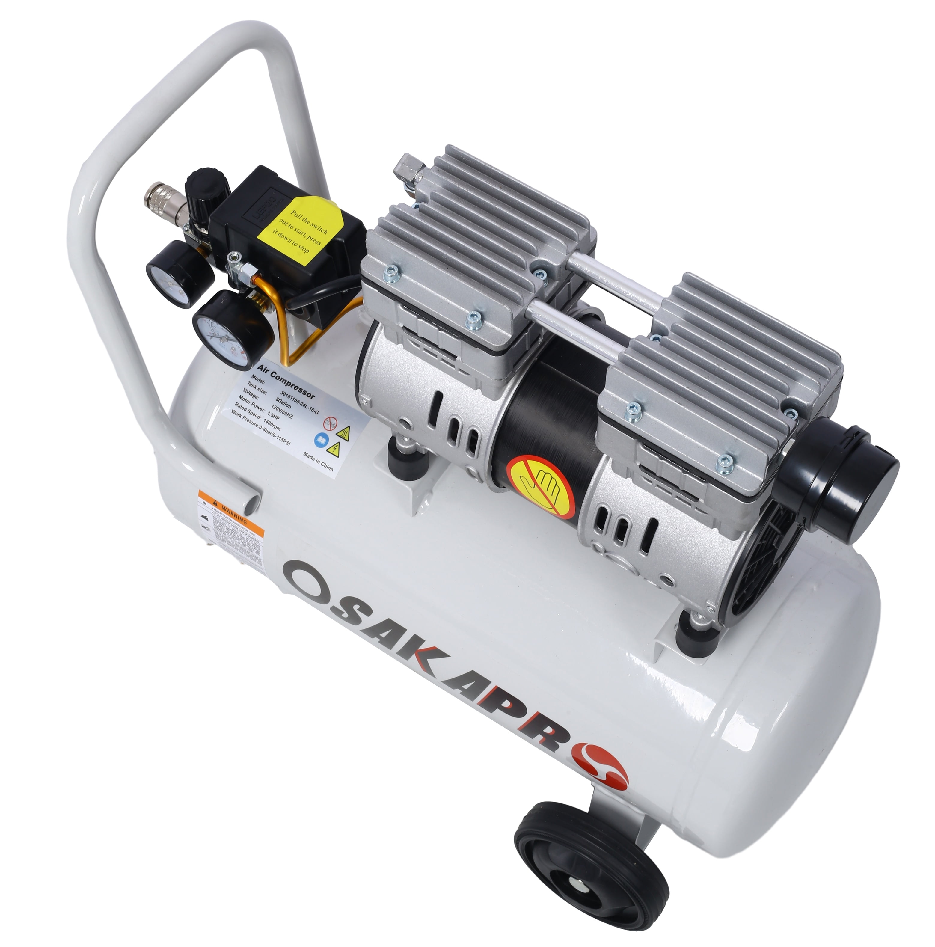 1.5HP Oil-Free Air Compressor 8 Gallon, Portable Electric Shop Compressor
