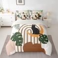 thumbnail image 2 of jejeloiu Modern Abstract Geometric 7-Piece Twin Bedding Sets,Cute Black Cat Bedding Comforter Set,Tropical Botanical Monstera Leaf Sheet Sets For Girls Boys,Breathable Home Decor Reversible, 2 of 8