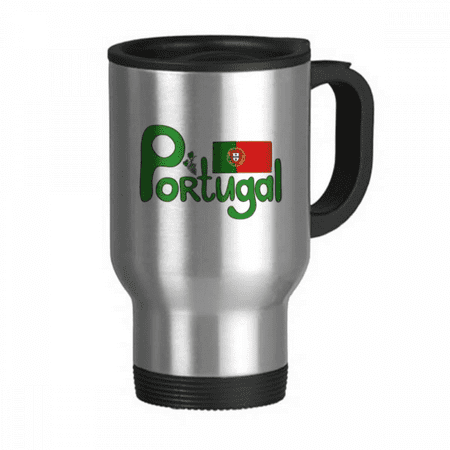 

Portugal National Flag Green Pattern Travel Mug Flip Lid Stainless Steel Cup Car Tumbler Thermos