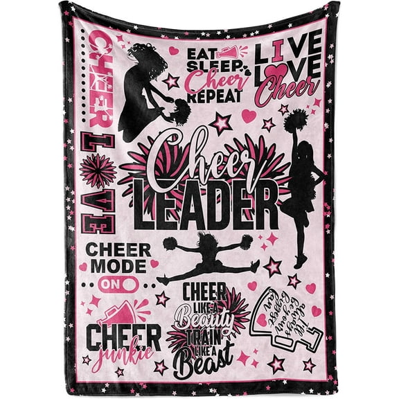 Cheerleader Throw Blanket - Flannel Blankets for Cheerleading - Cheerleader Gifts on Christmas, Birthday, Thanksgiving - 50" x 60" - (Pink)