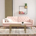 Novogratz Tallulah Memory Foam Futon, Convertible Couch, Pink Velvet