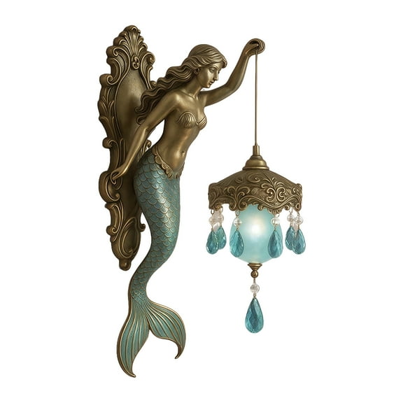 Glow Wall Lamp, Vintage Coastal Bracket Light, 8/10 Inches Glass Reflective Front Lights Fixture Bedroom Wall Light with Sea-Inspired Lamp Arm, Moderne Wall Sconc