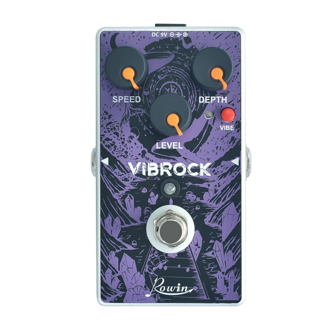 Rowin RE-02 VIBROCK Chorus Vibrator Guitar Effects Pedal with Chorus Speed, Depth, Volume Control, True Bypass, Full Metal Case