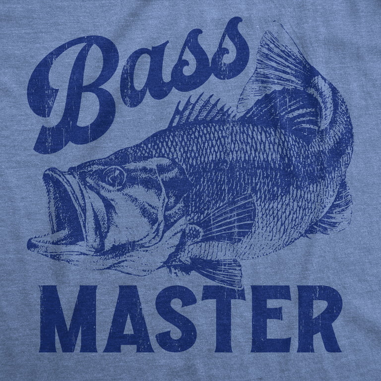 Crazy Dog T-shirts Mens Bass Master T Shirt Funny Sarcastic Fishing Professional Fish Graphic Novelty Tee for Guys (Light Heather Blue - Bass) - M