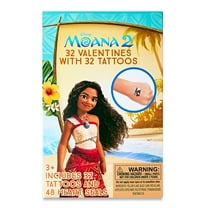 Moana Valentine Exchange Cards with Bonus Temporary Tattoos, Classroom, Paper, Multi-Colored, 32 Count