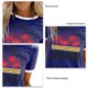 thumbnail image 5 of Camiseta de manga corta estampada para mujer, cuello redondo, camisa informal de verano, Tops para oficina, cita nocturna, salida nocturna, azul real M, 5 of 5