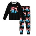 thumbnail image 4 of Kids Outfits Set 6 7 Six Seven Letter Outfits Set Comfortable Girls 67 Doodle Print Long Sleeve Homewear Soft Two Piece Sleepwear Black 9-10 Years, 4 of 8