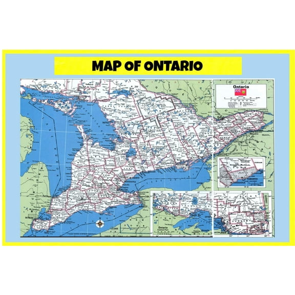Map of Ontario - Laminated Wall Map Poster Print Perfect for Classrooms and Homes - Vivid Imagery with Bright Colors - 18x24